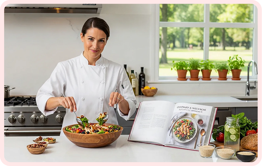 Chef preparing salad in kitchen